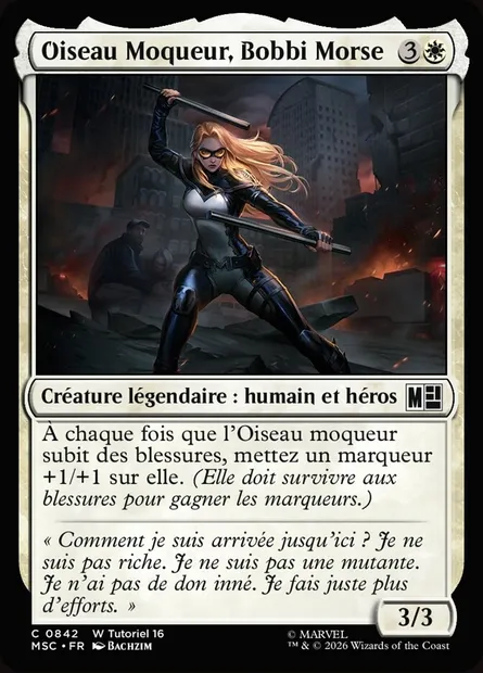 Oiseau Moqueur, Bobbi Morse, carte Magic MSC 842 — extension Marvel Super Heroes Commander