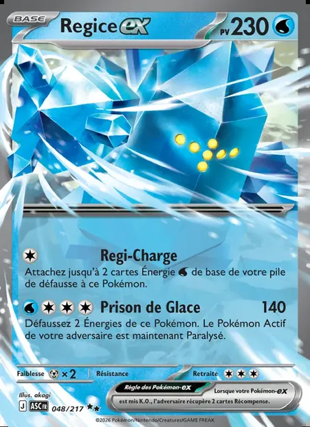 Regice-ex, carte Pokémon ASC 048 — extension Héros Transcendants