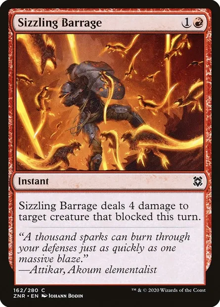 Sizzling Barrage, Magic card ZNR 162 — Zendikar Rising set