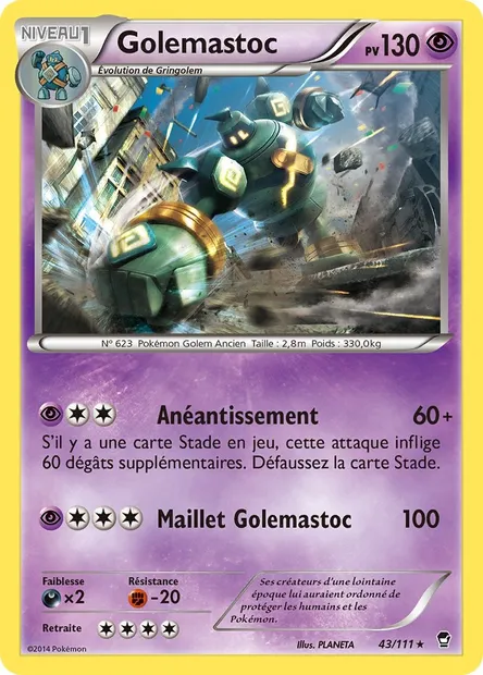 Golemastoc, carte Pokémon FFI 43 — extension Poings Furieux