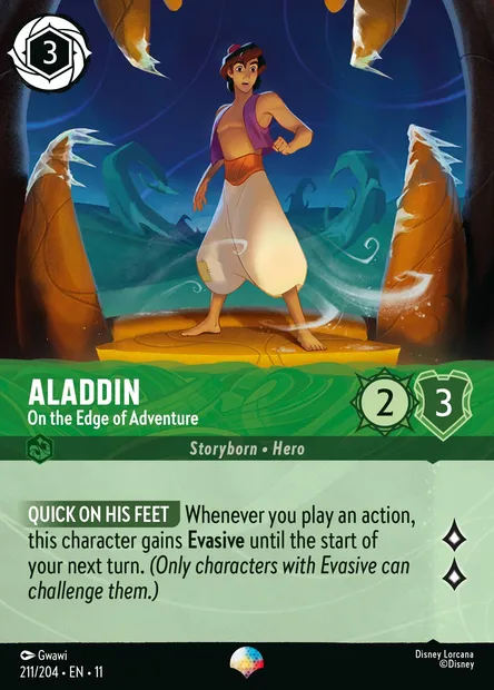 Aladdin - On the Edge of Adventure, Disney Lorcana card CH11-211 — Winterspell set