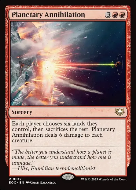 Planetary Annihilation, Magic card EOC 12 — Edge of Eternities Commander set