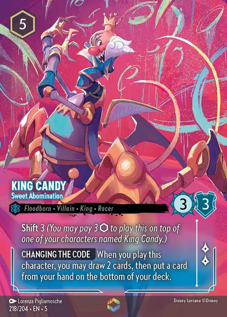 King Candy - Sweet Abomination, Disney Lorcana card CH5-218 — Shimmering Skies set
