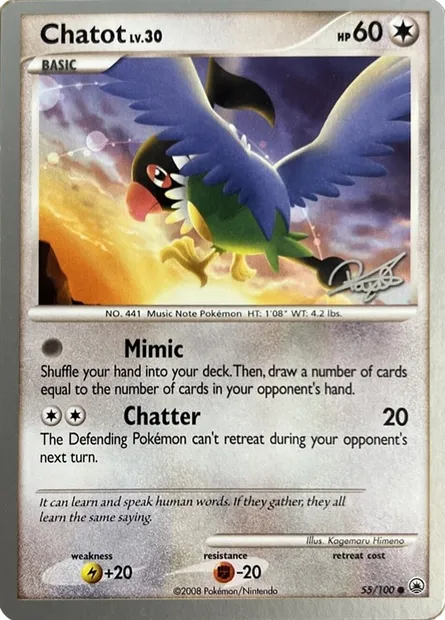 Chatot Lv.30, Pokémon card WCD08 055 — World Championship Decks 2008 set