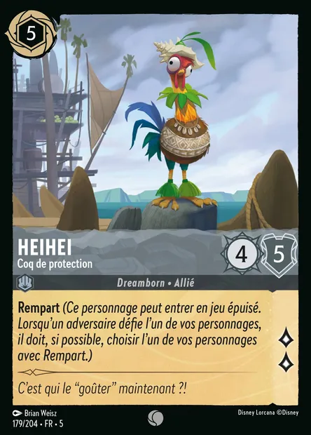 Heihei - Coq de protection, carte Disney Lorcana CH5-179 — extension Ciel Scintillant