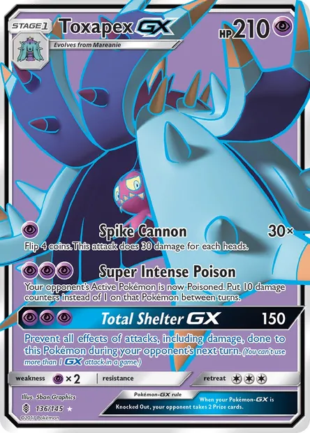 Toxapex GX, Pokémon card GRI 136 — Guardians Rising set