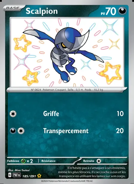 Scalpion, carte Pokémon PAF 185 — extension Destinées de Paldea