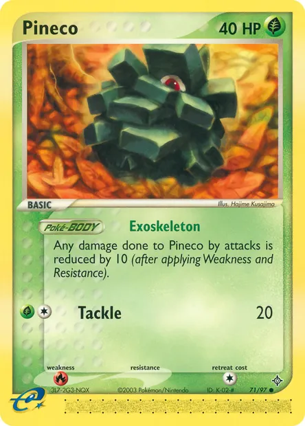 Pineco, Pokémon card DR 71 — Dragon set