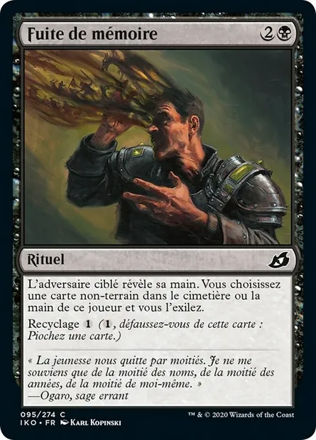 Fuite de mémoire, carte Magic IKO 95 — extension Ikoria: Lair of Behemoths