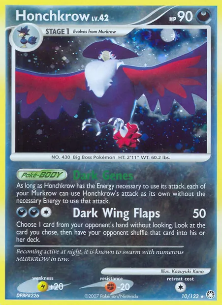 Honchkrow, Pokémon card MT 10 — Mysterious Treasures set