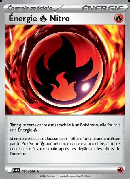 Énergie Fire Nitro, carte Pokémon CRI 086 — extension Chaos Ascendant