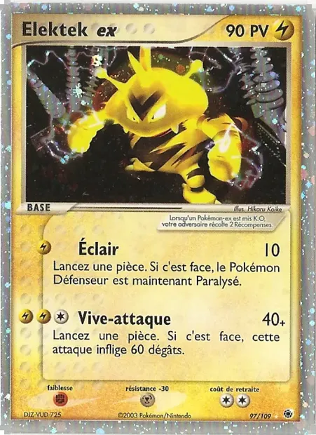 Elektek ex, carte Pokémon RS 97 — extension EX Rubis & Saphir