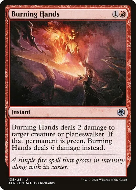 Burning Hands, Magic card AFR 135 — Adventures in the Forgotten Realms set