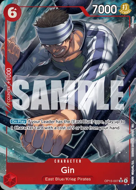 Gin, One Piece card OP15-007 — ADVENTURE ON KAMI’S ISLAND set