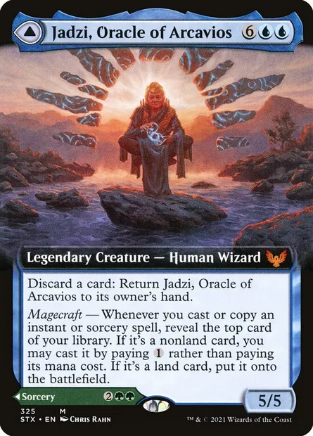 Jadzi, oracle d'Arcavios // Voyage vers l'oracle, carte Magic STX 325 — extension Strixhaven: l'Académie des Mages