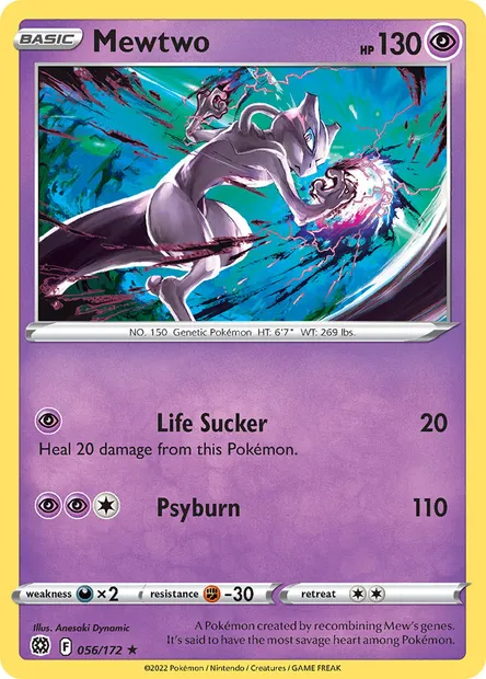 Mewtwo, Pokémon card BRS 056 — Brilliant Stars set