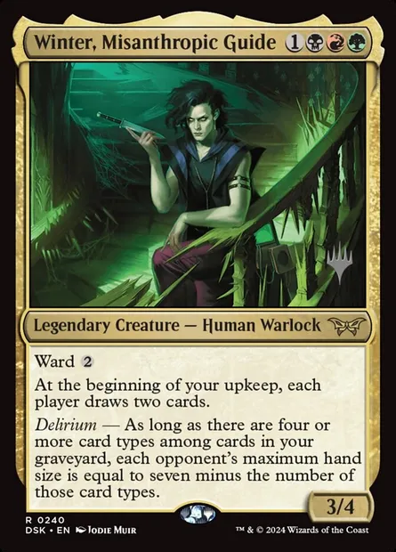 Winter, Misanthropic Guide, Magic card PDSK 240p — Duskmourn: House of Horror Promos set