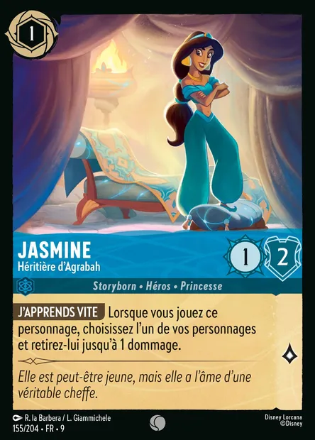 Jasmine - Héritière d'Agrabah, carte Disney Lorcana CH9-155 — extension Fabuleux