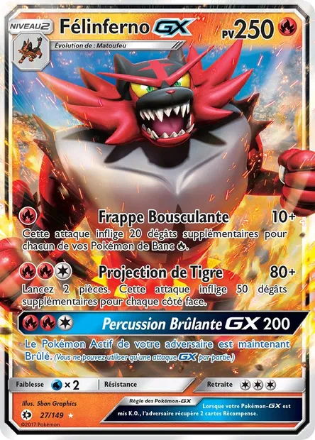 Félinferno GX, carte Pokémon SUM 27 — extension Soleil et Lune