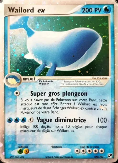 Wailord ex, carte Pokémon SS 100 — extension EX Tempête de sable