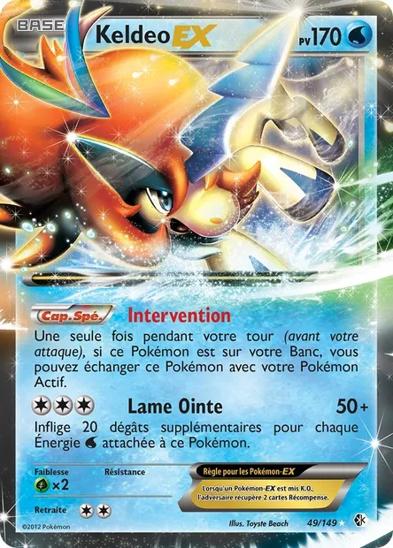 Keldeo EX, carte Pokémon BCR 49 — extension Frontières Franchies
