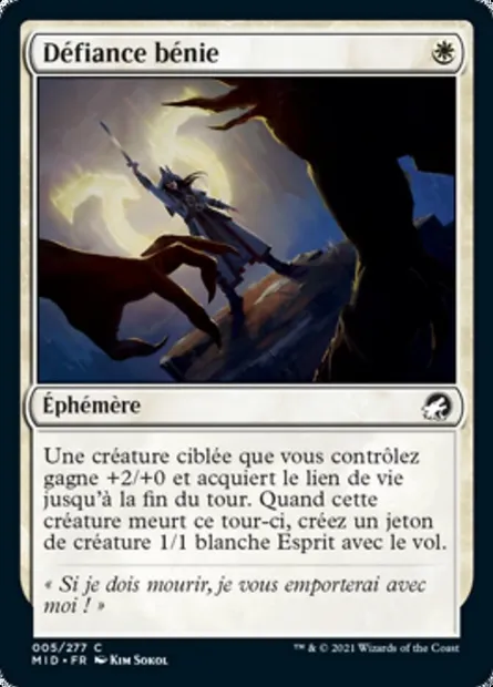 Défiance bénie, carte Magic MID 5 — extension Innistrad : chasse de minuit