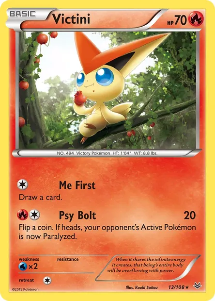 Victini, Pokémon card ROS 13 — Roaring Skies set