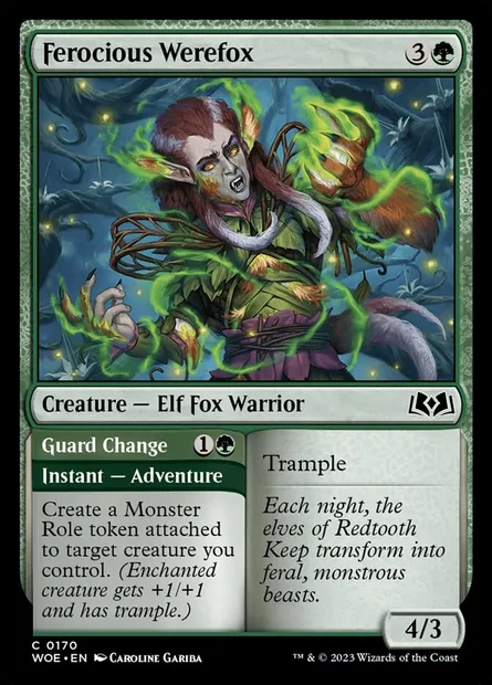 Ferocious Werefox // Guard Change, Magic card WOE 170 — Wilds of Eldraine set