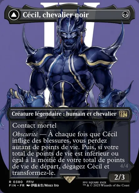Cécil, chevalier noir // Cécil, paladin repenti, carte Magic FIN 380 — extension Final Fantasy