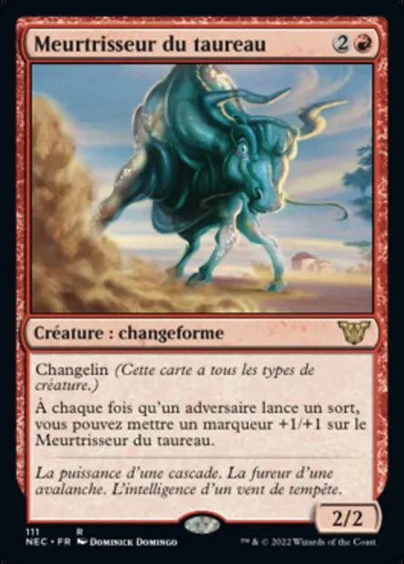 Meurtrisseur du taureau, carte Magic NEC 111 — extension Neon Dynasty Commander