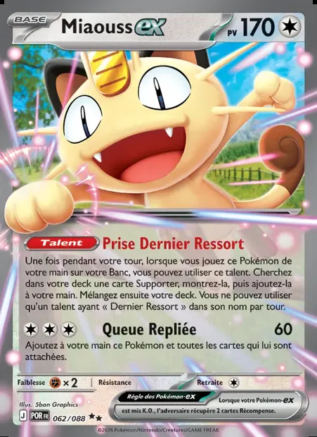 Miaouss-ex, carte Pokémon POR 062 — extension Équilibre Parfait
