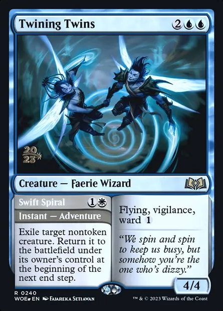 Twining Twins // Swift Spiral, Magic card PWOE 240s — Wilds of Eldraine Promos set