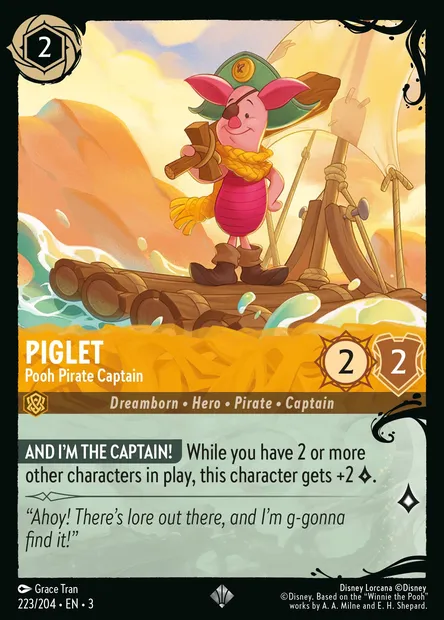 Piglet - Pooh Pirate Captain, Disney Lorcana card CH3-223 — Into the Inklands set