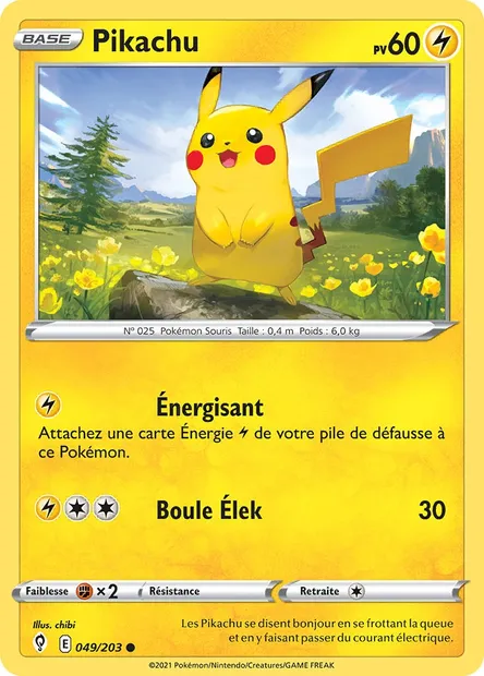Pikachu, carte Pokémon EVS 49 — extension Évolution Céleste