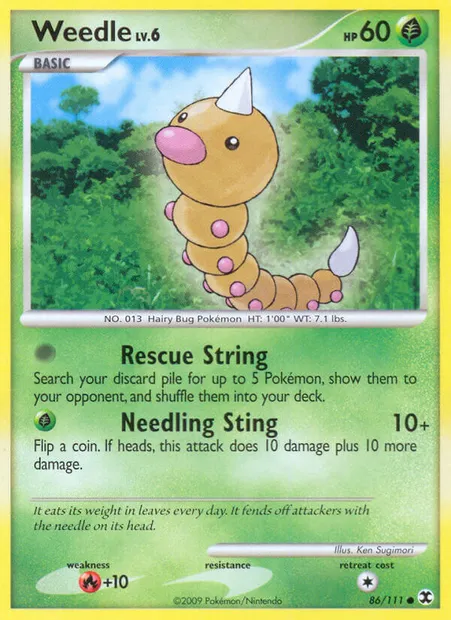 Weedle, Pokémon card RR 86 — Rising Rivals set