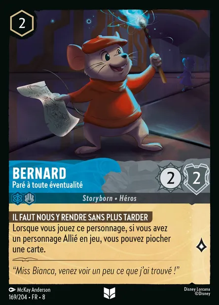 Bernard - Paré à toute éventualité, carte Disney Lorcana CH8-169 — extension Le Règne de Jafar