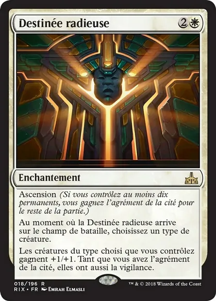 Destinée radieuse, carte Magic RIX 18 — extension Les combattants d'Ixalan