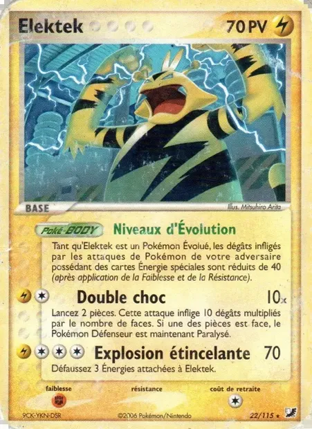 Elektek, carte Pokémon UF 22 — extension EX Forces Cachées