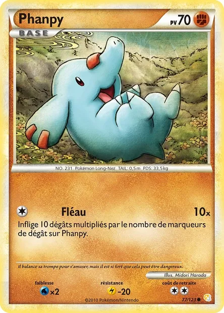Phanpy, carte Pokémon HS 77 — extension HeartGold SoulSilver