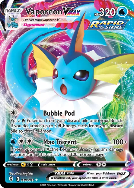 Vaporeon VMAX, Pokémon card EVS 30 — Evolving Skies set