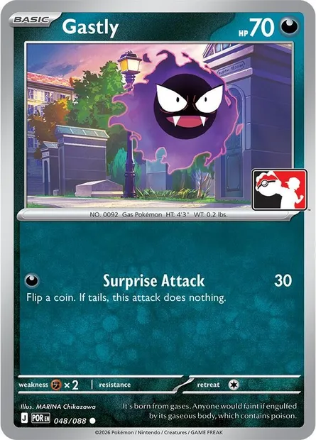 Gastly, Pokémon card PPS 048-2 — Play! Pokémon Prize Pack Series set