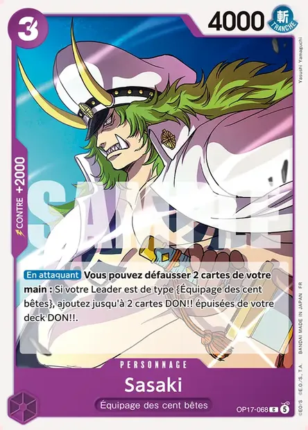 Sasaki, carte One Piece OP17-068 — extension LES GUERRIERS LES PLUS PUISSANTS AU MONDE