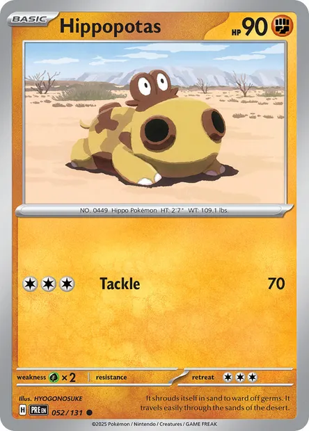 Hippopotas, Pokémon card PRE 052 — Prismatic Evolutions set