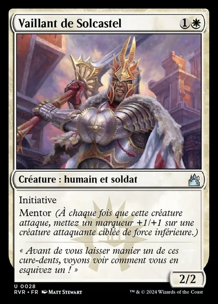 Vaillant de Solcastel, carte Magic RVR 28 — extension Ravnica Remastered
