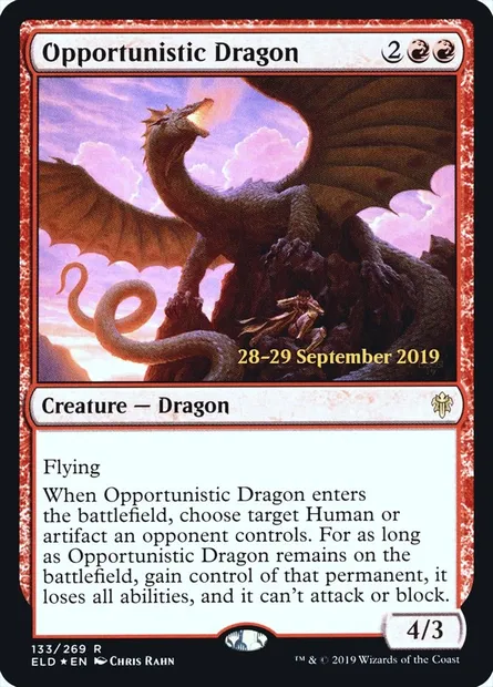Opportunistic Dragon, Magic card PELD 133s — Throne of Eldraine Promos set