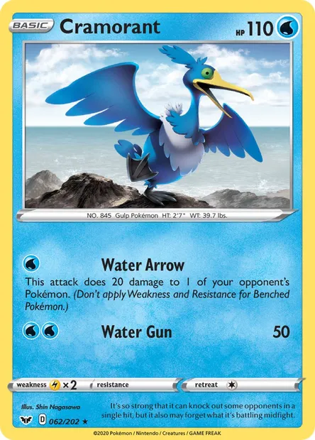 Cramorant, Pokémon card SSH 62 — Sword & Shield set