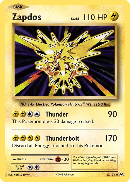 Zapdos, Pokémon card EVO 42 — Evolutions set