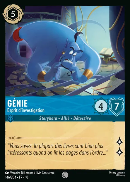 Génie - Esprit d'investigation, carte Disney Lorcana CH10-146 — extension Lueurs dans les Profondeurs