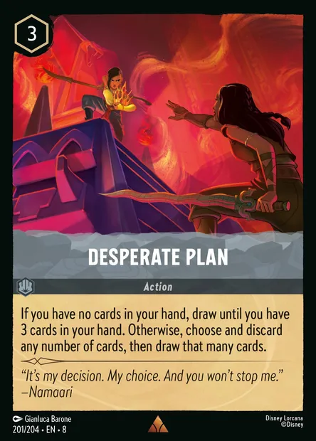 Desperate Plan, Disney Lorcana card CH8-201 — The Reign of Jafar set