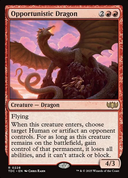 Opportunistic Dragon, Magic card TDC 228 — Tarkir: Dragonstorm Commander set